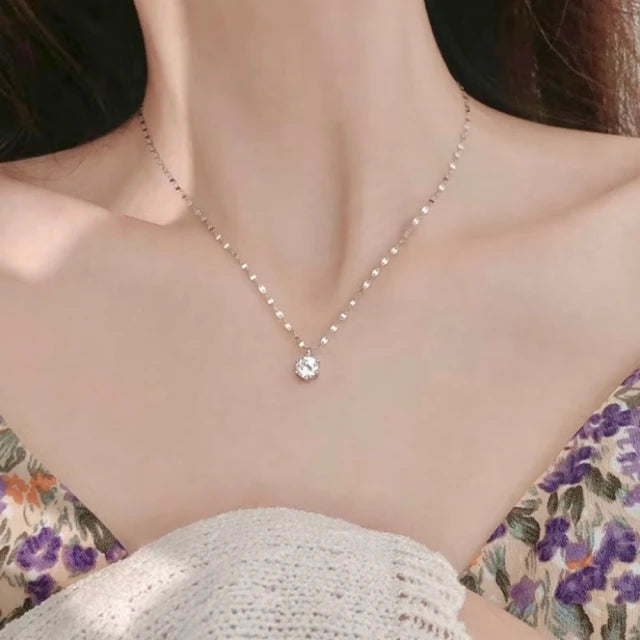 18K金 50分經典六爪鑽石項鍊-多色選