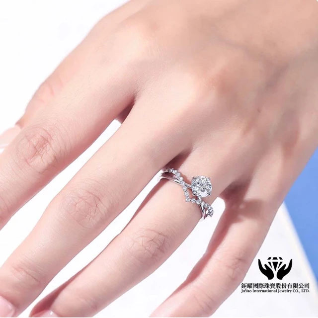 18K金 IGI 50分 最白D色 浪漫鑽石戒指