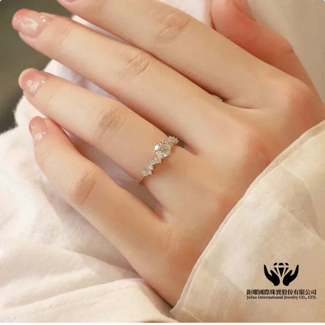 18K金 IGI 1克拉 最白D色 結晶鑽石戒指