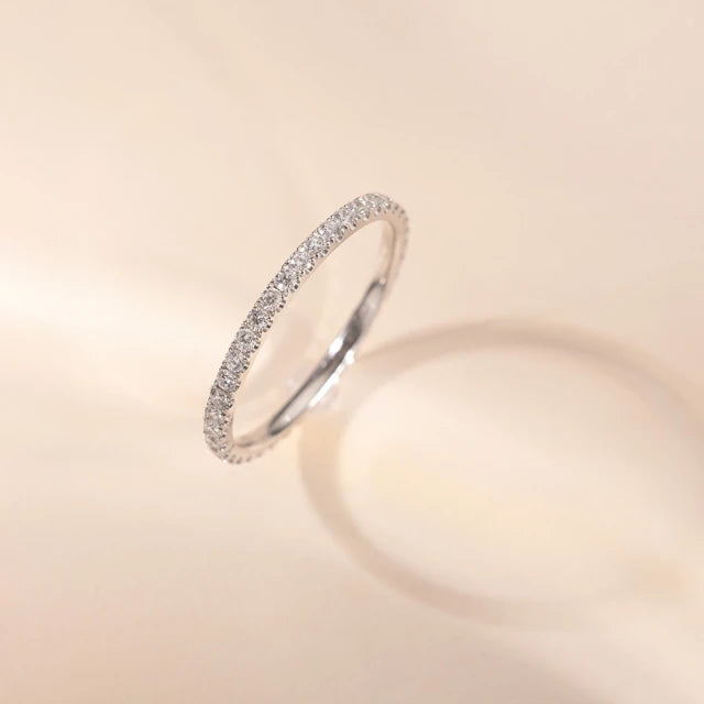 18K金 30分 百搭整圈鑽石線戒 三色任選