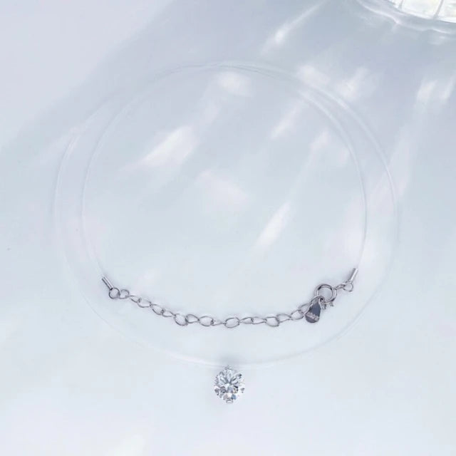 鉑金PT950 IGI 1克拉 人魚之淚百搭魚線鑽石項圈