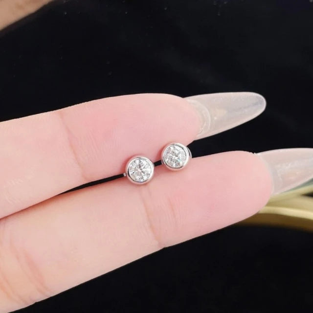 鉑金PT950 30分 清新時尚泡泡款鑽石耳環