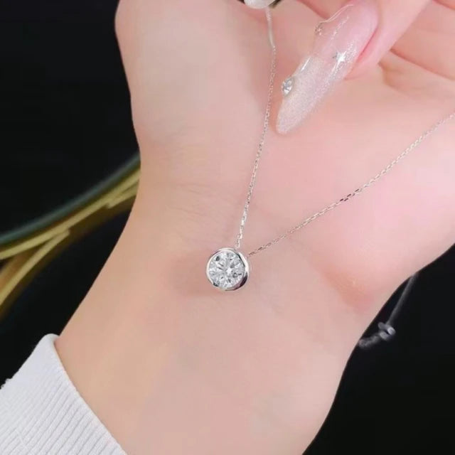 鉑金PT950 IGI 1克拉 小圓滿鑽石項鏈