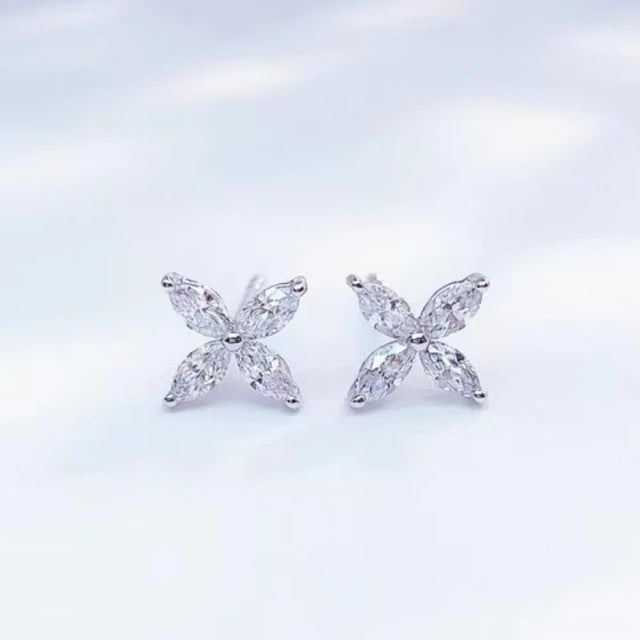 18K金 80分 時尚馬眼閃閃鑽石耳環