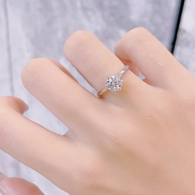 鉑金PT950 IGI 1克拉 時尚簡約六爪鑽石戒指