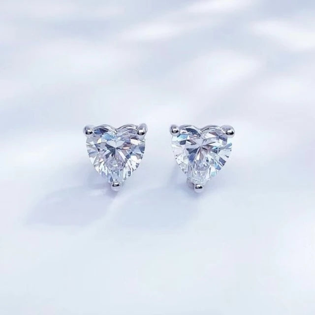 鉑金PT950 IGI 2克拉簡約奢華心型鑽石耳環