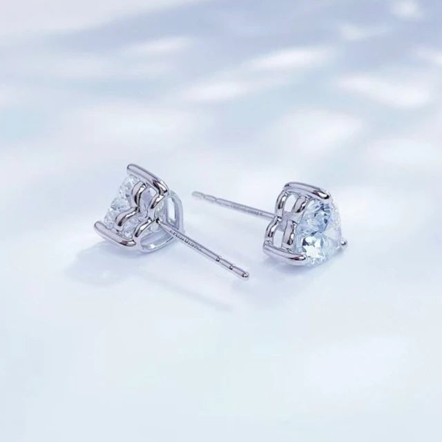 鉑金PT950 IGI 2克拉簡約奢華心型鑽石耳環