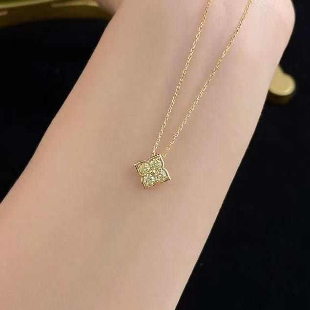 18K黃金 四葉草的饋贈黃鑽項鍊 - Juyao鉅曜
