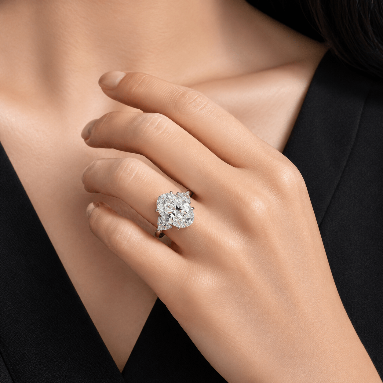 18K金 GIA 5克拉 浪漫三重奏橢圓鑽戒 - Juyao鉅曜