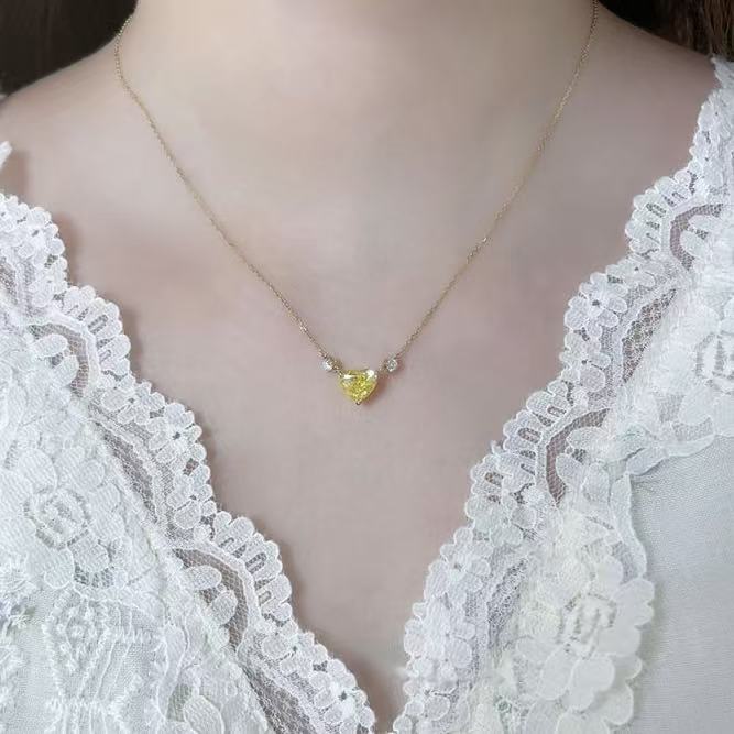 18K IGI 1克拉 煦黃凝情鑽石項鍊 - Juyao鉅曜