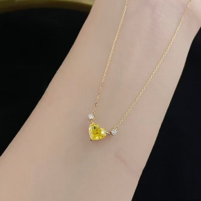18K IGI 1克拉 煦黃凝情鑽石項鍊 - Juyao鉅曜