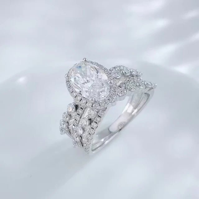 18K金 IGI 2克拉 橢圓閃耀星河鑽戒 - Juyao鉅曜