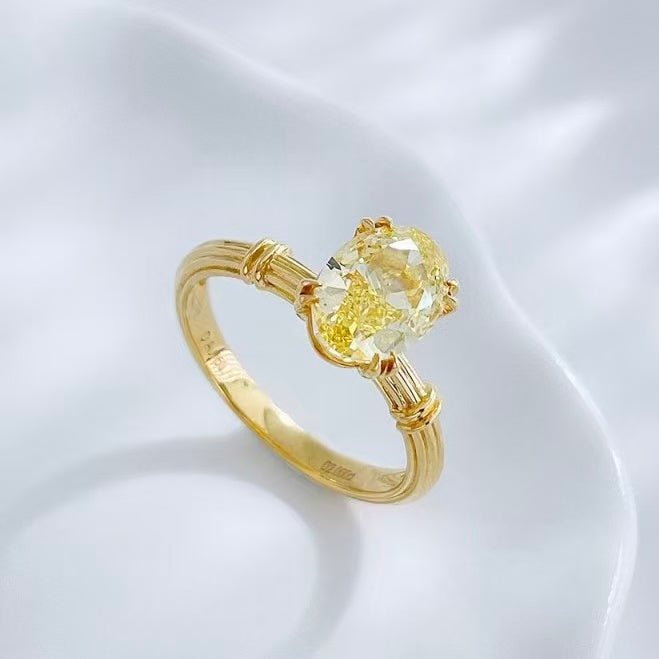 18K金 IGI 2克拉 金紋誓約黃鑽戒指 - Juyao鉅曜