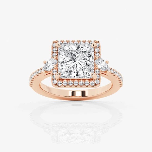 18K金 IGI 2克拉 閃耀Halo公主方型鑽戒 - Juyao鉅曜