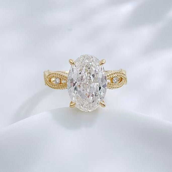 18K金 IGI 3克拉 冬韻金芒橢圓鑽戒 - Juyao鉅曜