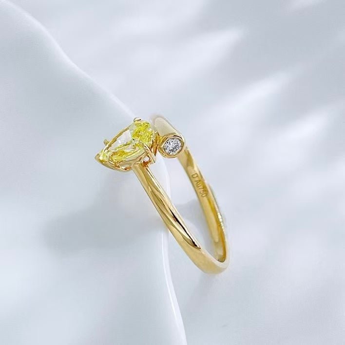 18K金 IGI 50分 稜光水滴黃鑽戒指 - Juyao鉅曜