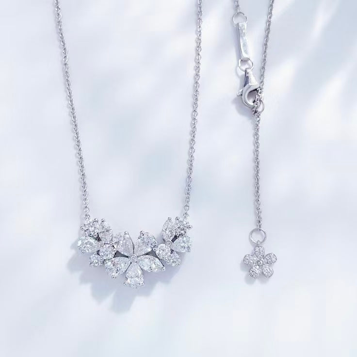 鉑金PT950 2克拉 雪夜花語鑽石項鍊