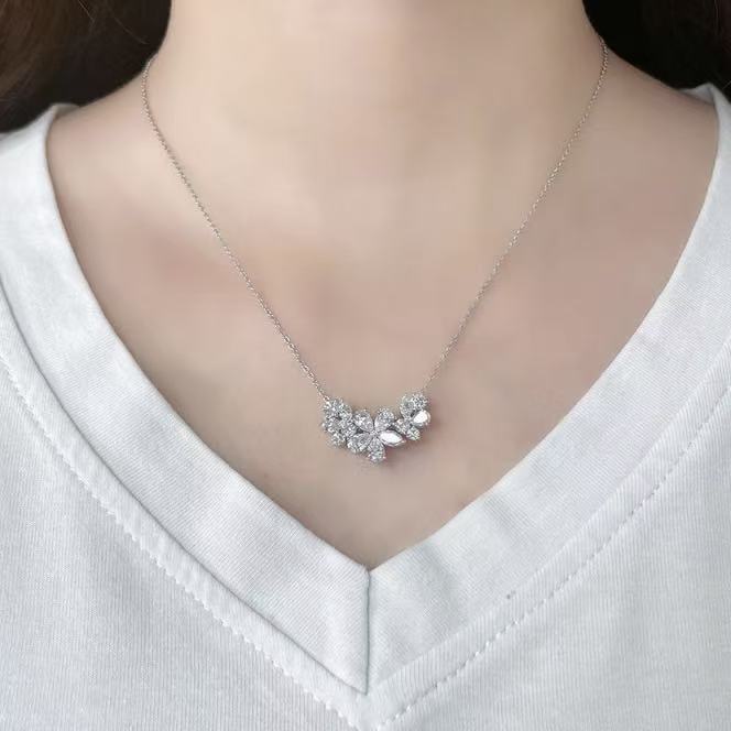 鉑金PT950 2克拉 雪夜花語鑽石項鍊