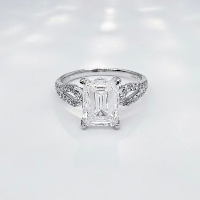 鉑金PT950 IGI 3克拉 聖誕寶盒祖母綠切割鑽戒