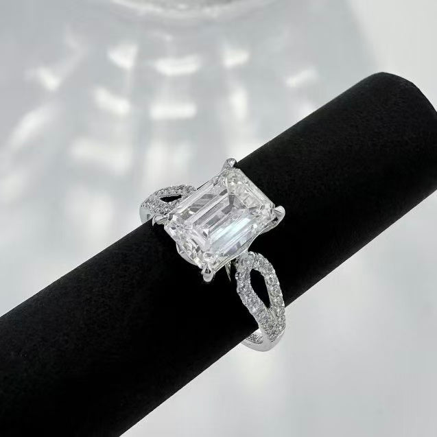 鉑金PT950 IGI 3克拉 聖誕寶盒祖母綠切割鑽戒