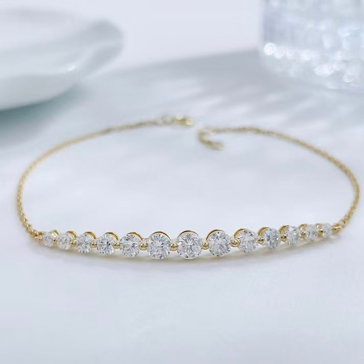 18K金 1克拉 雪鑽花環鑽石手鍊