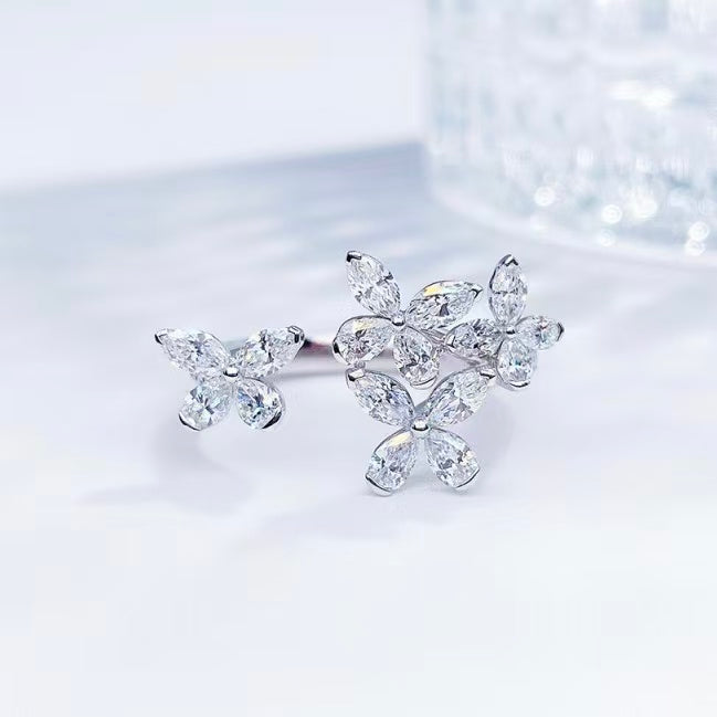 18K金 1克拉 冰雪蝶戀鑽石戒指