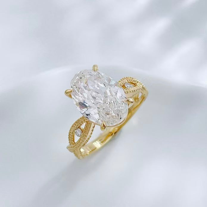 18K金 IGI 3克拉 冬日金光橢圓鑽戒