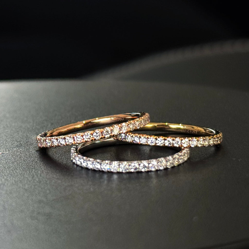 鉅曜 18K金 30分 百搭整圈鑽石線戒 三色任選（培育鑽石 鑽石 戒指）