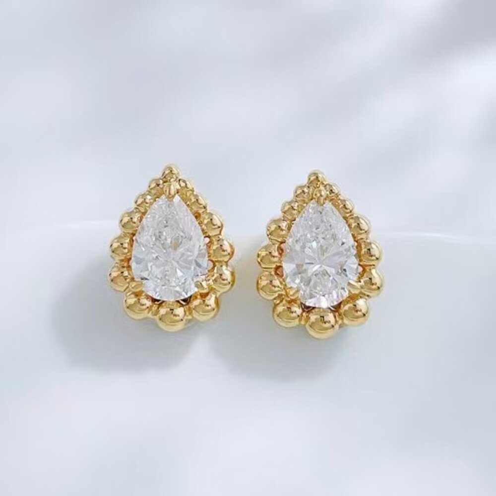 18K金 50分 璀璨水滴鑽石耳環