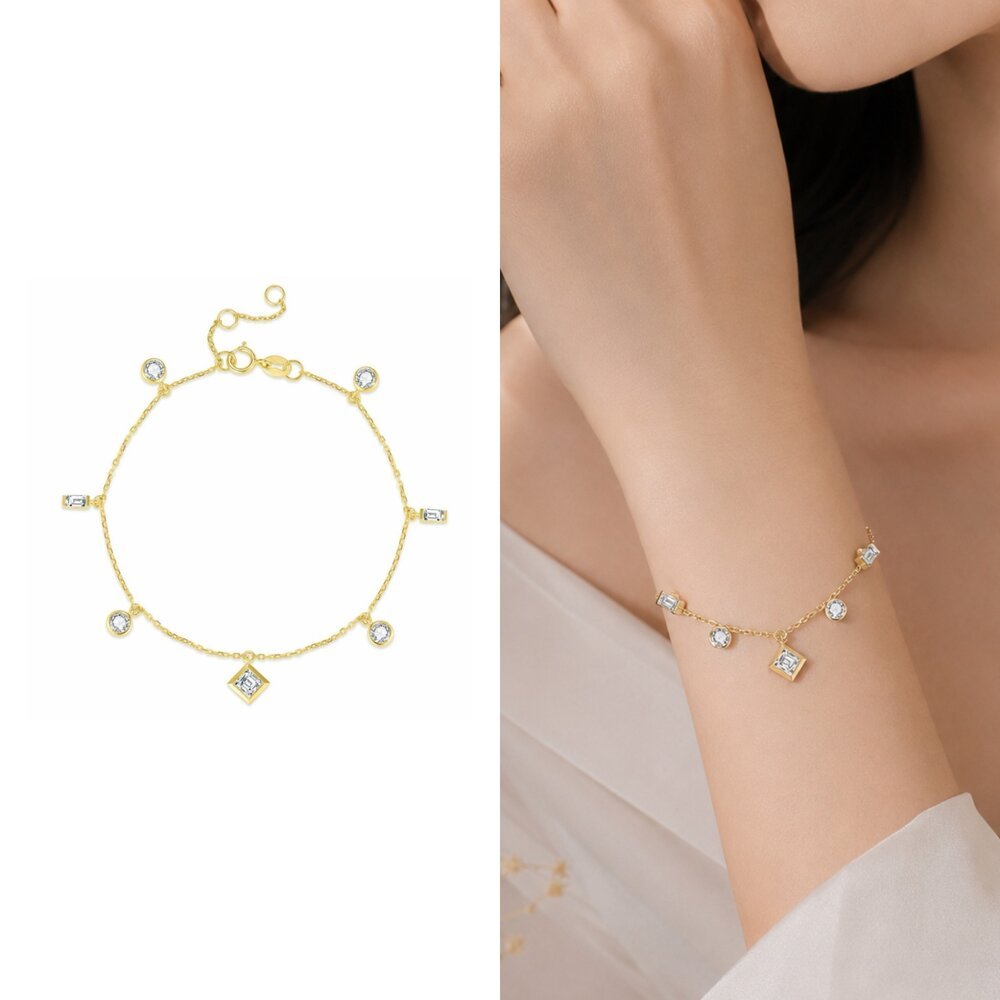 (直播品)【鉅曜】LIVE 18K金 閃閃星河鑽石手鍊 總重90分 (培育鑽石 手鏈） - Juyao鉅曜