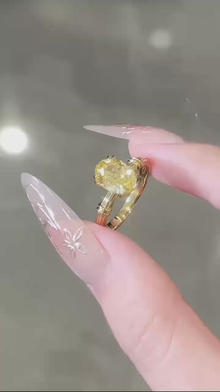 18K金 IGI 2克拉 金紋誓約黃鑽戒指