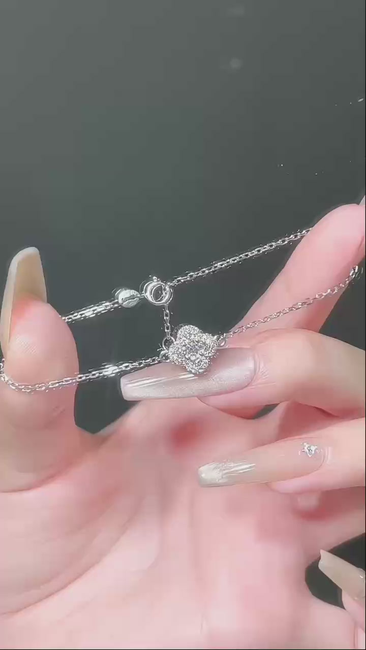 鉑金PT950 復古四葉草鑽石手鍊