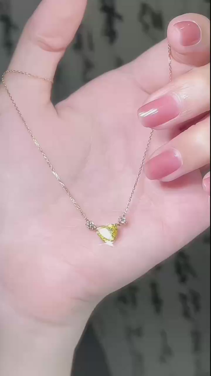 18K IGI 1克拉 煦黃凝情鑽石項鍊