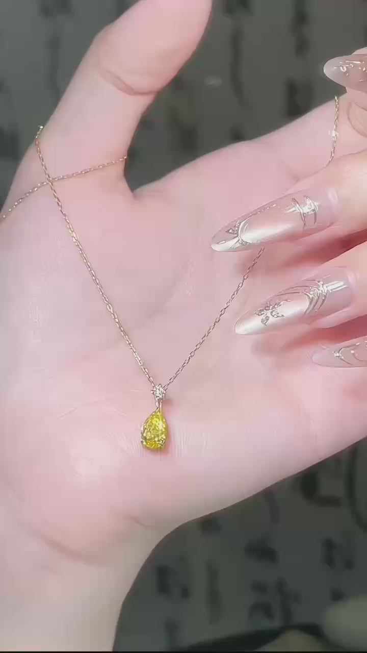 18K金 IGI 1克拉 雙鑽敘夢黃鑽項鍊