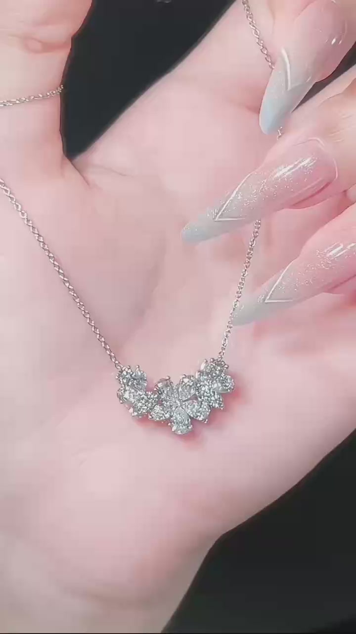 鉑金PT950 2克拉 雪夜花語鑽石項鍊
