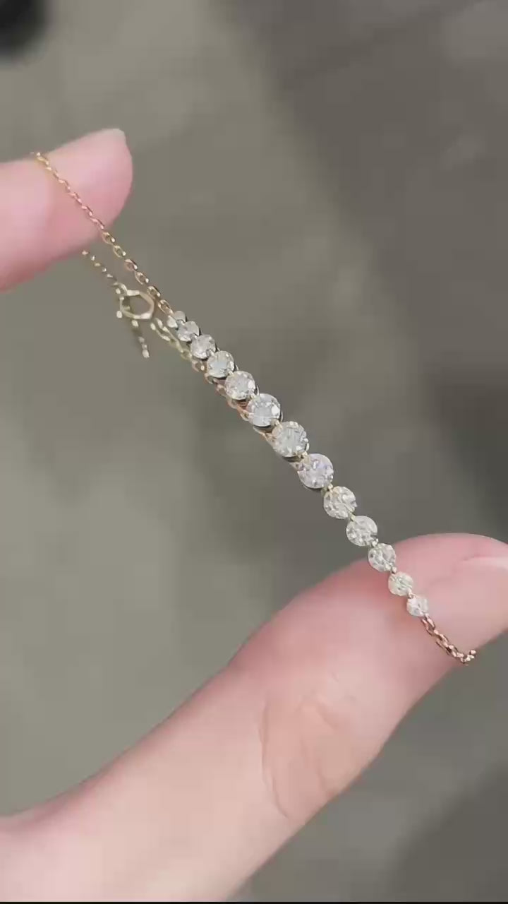 18K金 1克拉 雪鑽花環鑽石手鍊