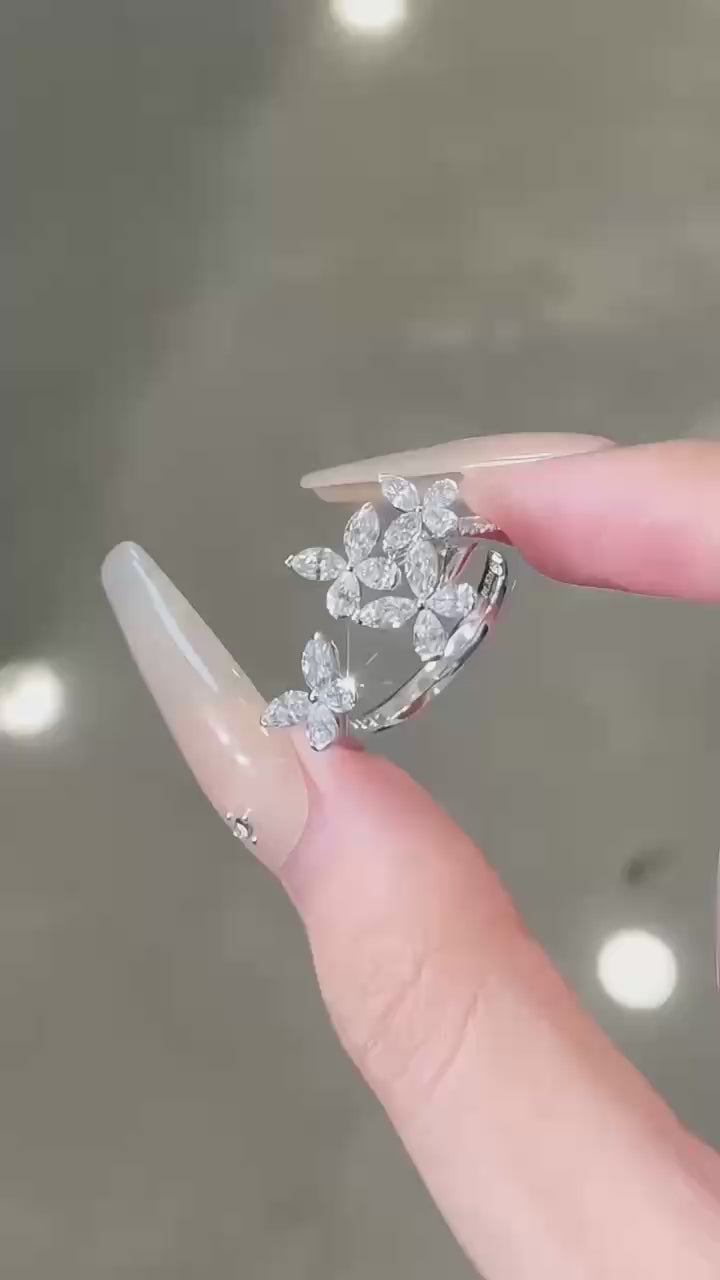 18K金 1克拉 冰雪蝶戀鑽石戒指