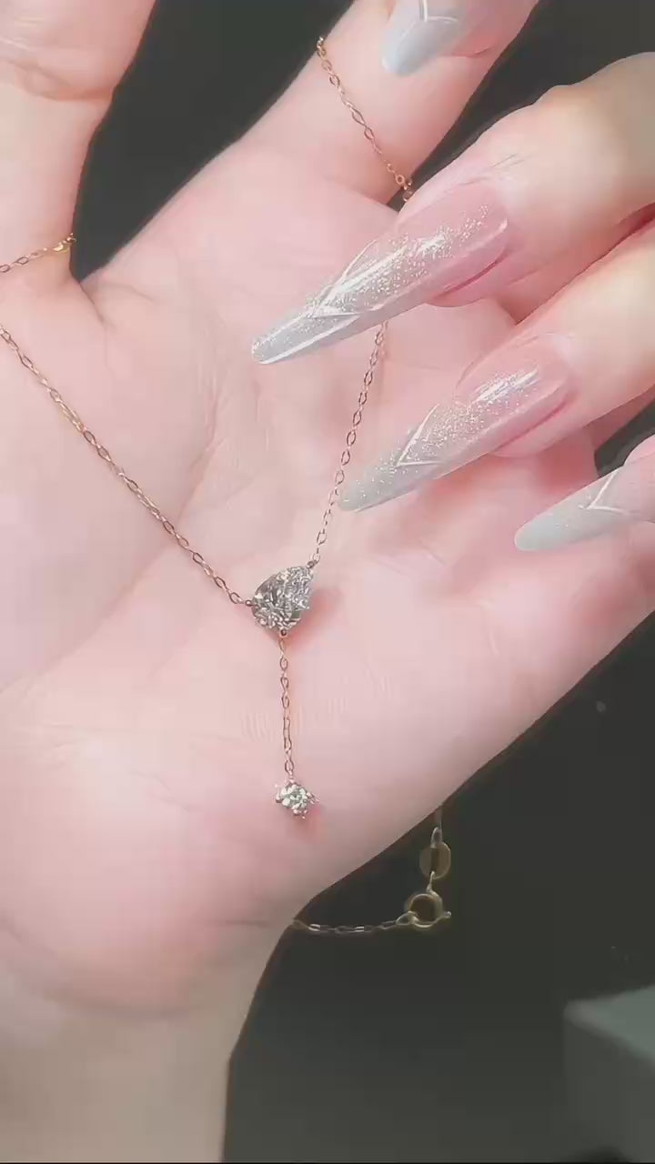 18K金 IGI 1克拉 流光水滴鑽石項鏈
