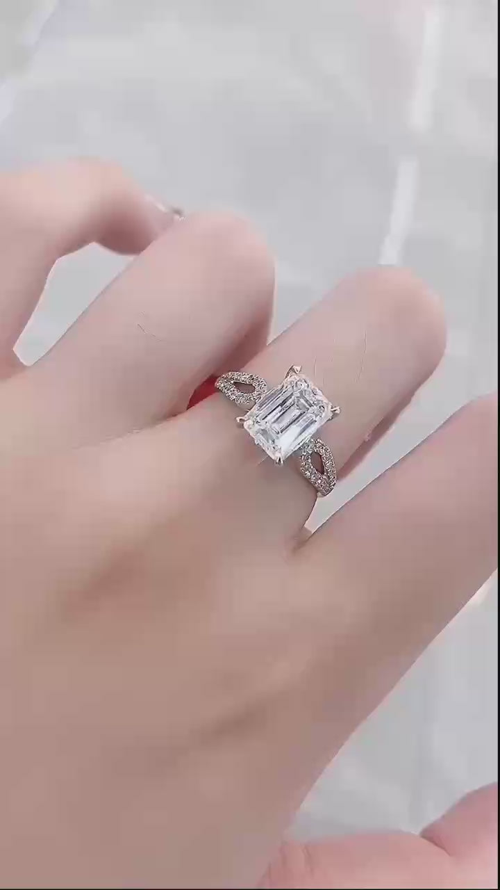 鉑金PT950 IGI 3克拉 聖誕寶盒祖母綠切割鑽戒