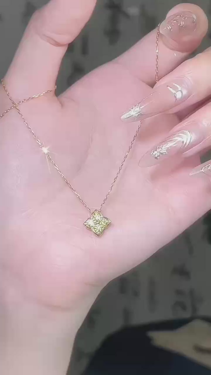 18K黃金 四葉草的饋贈黃鑽項鍊