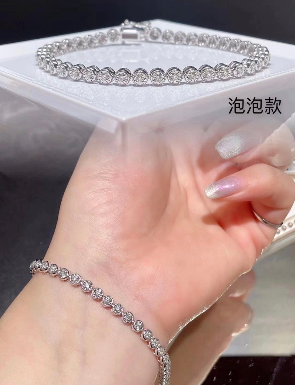 S925銀 2克拉泡泡鑲鑽石手鏈 - Juyao鉅曜